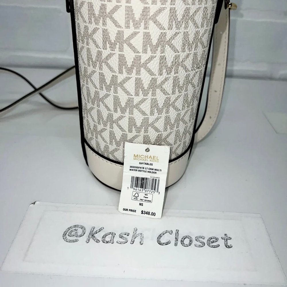 Michael Kors water bottle holder crossbody bag Light cream multi_8